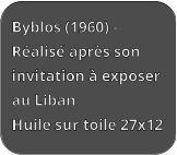 Byblos (1960) - Réalisé après son  invitation à exposer  au Liban Huile sur toile 27x12
